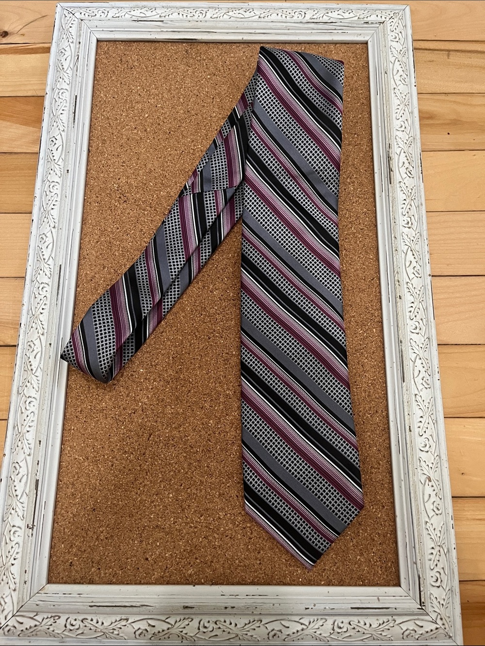 Joseph & Feiss Gray and Purple Striped Men's Tie